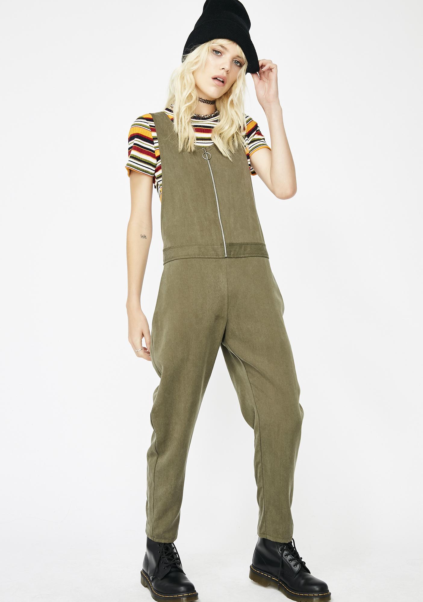 green zip up jumpsuit