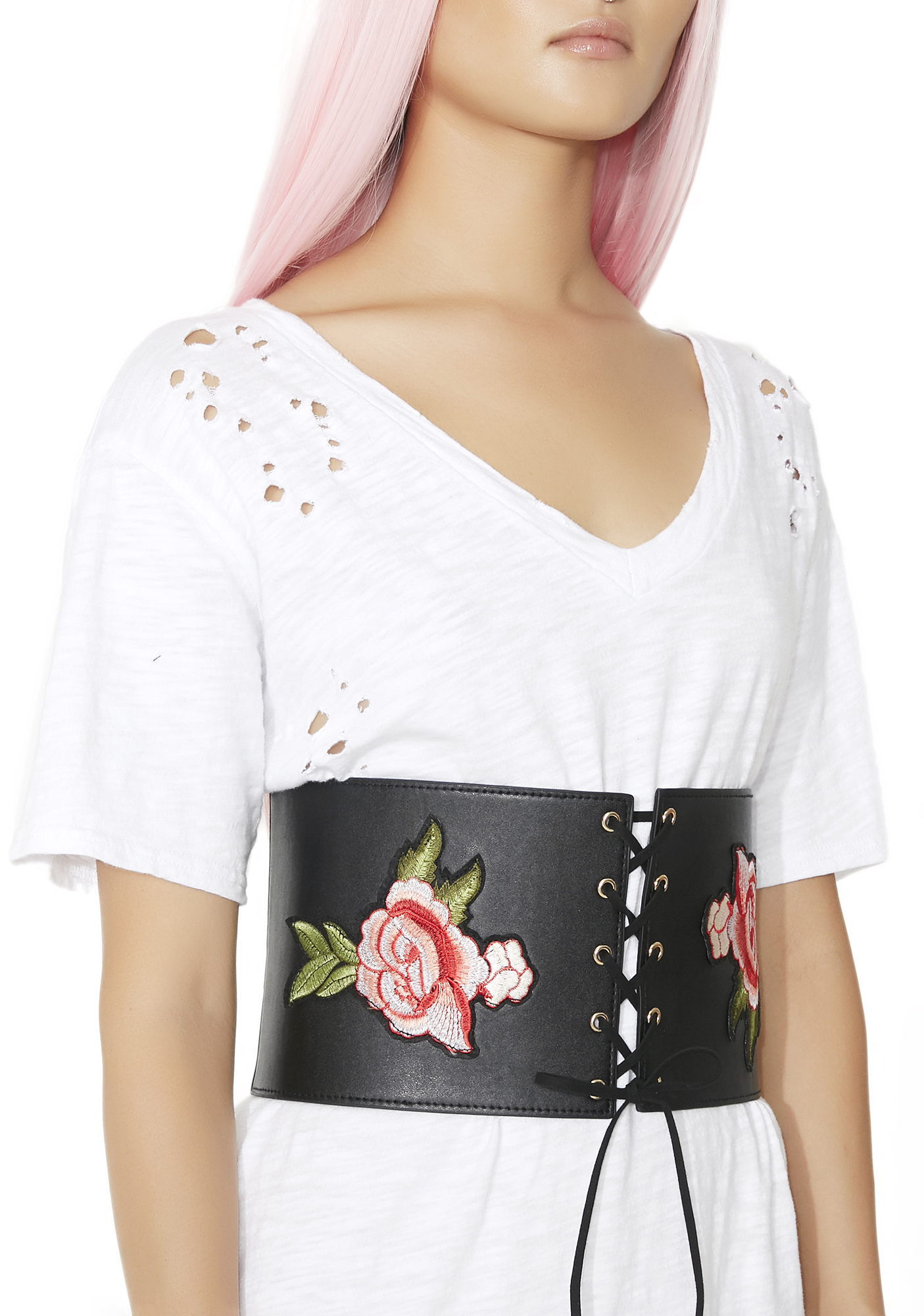 Embroidered Rose Corset Belt Dolls Kill