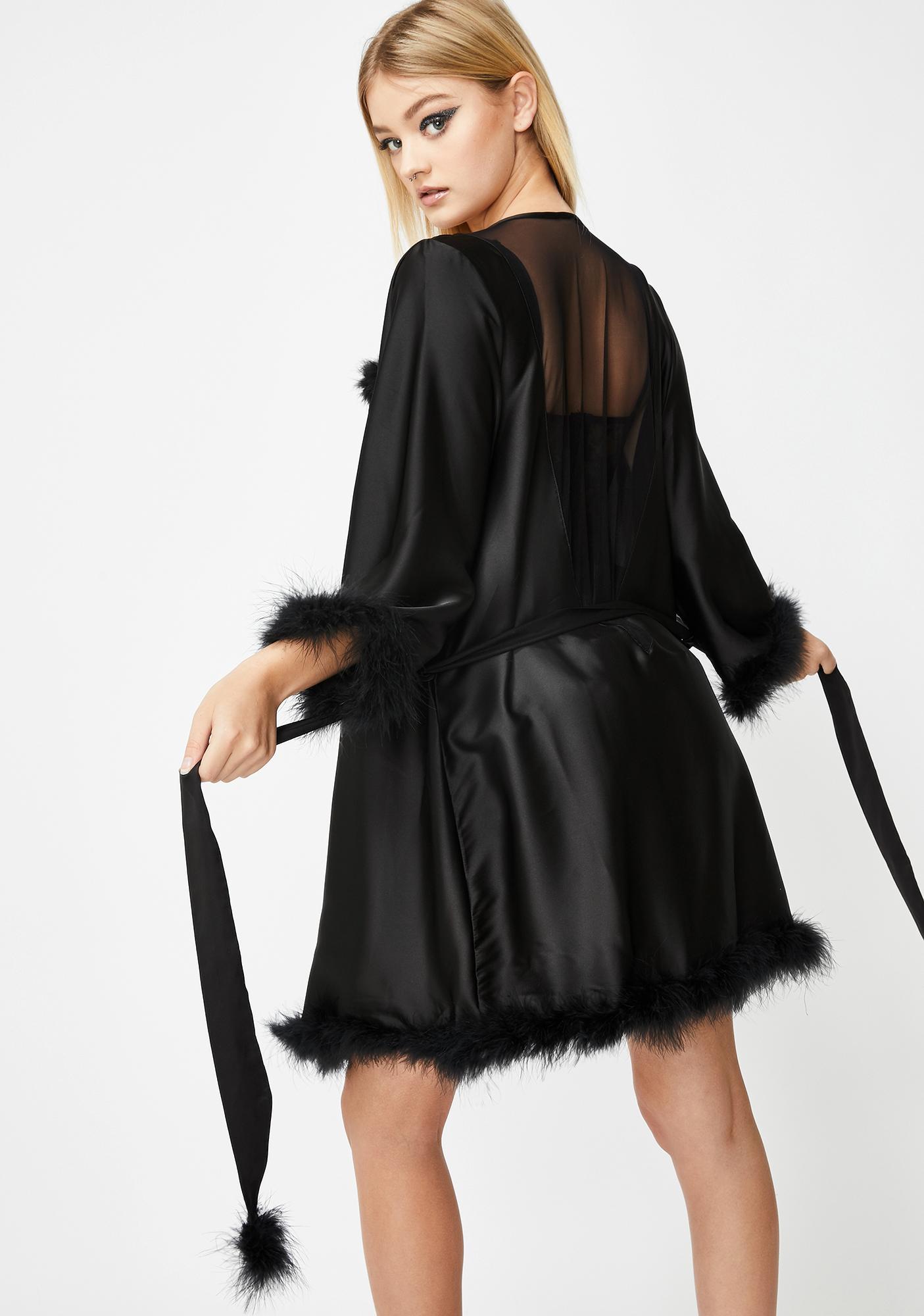 satin marabou robe