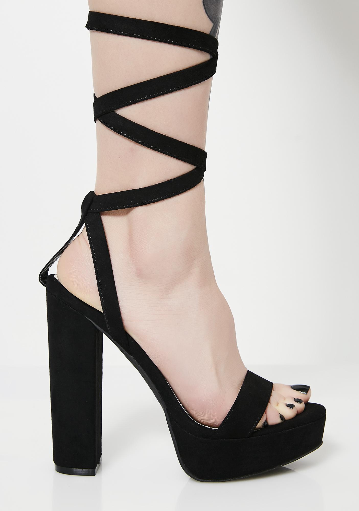 suede lace up platform heels