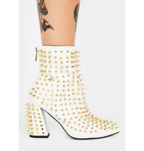 spiked chunky heel booties