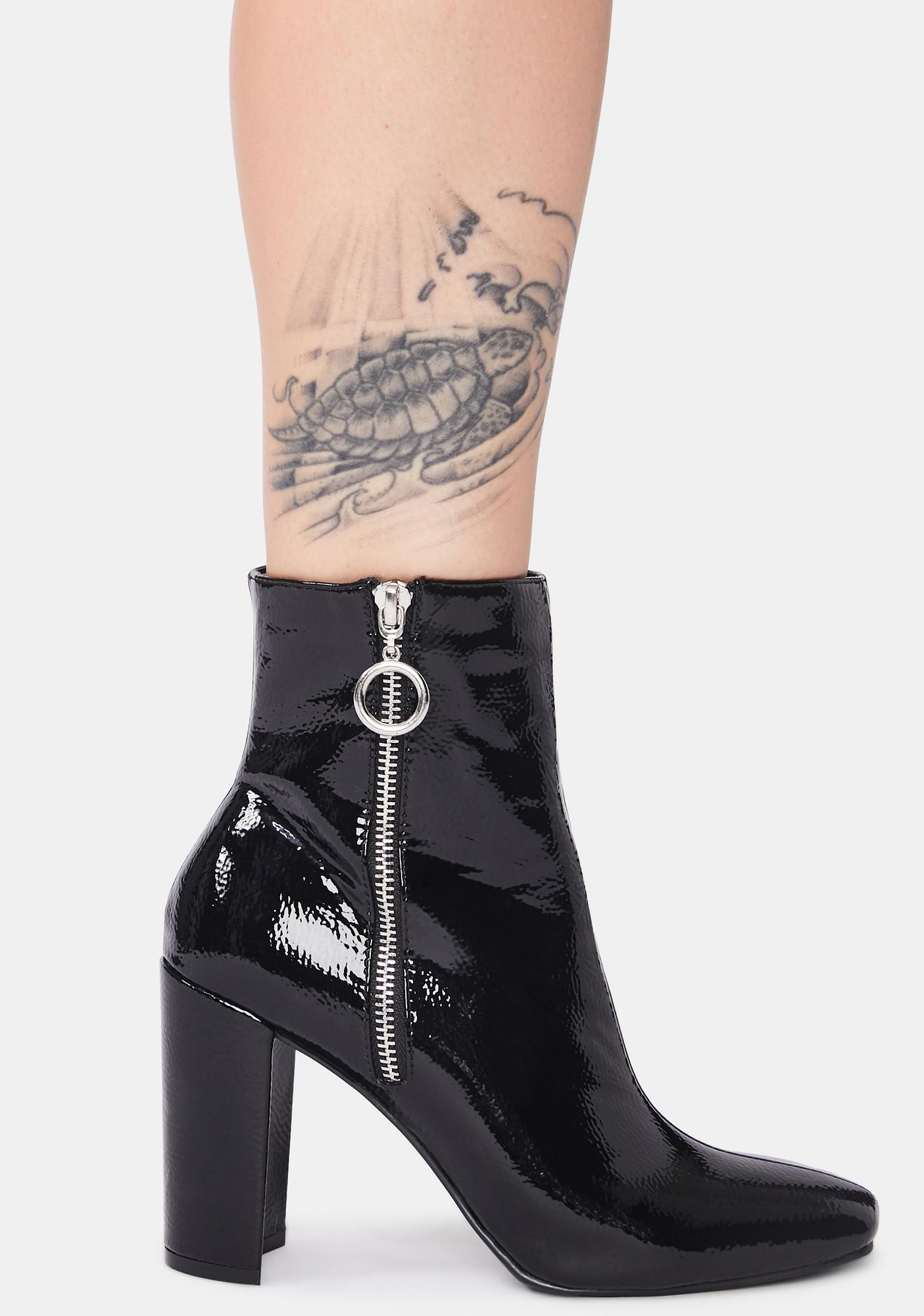 70s Go Go Ankle Boots - Black | Dolls Kill