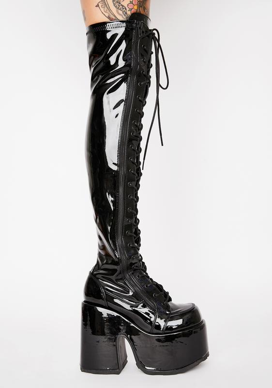 camel thigh high boots