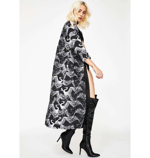 Crane Kimono Black White Dolls Kill