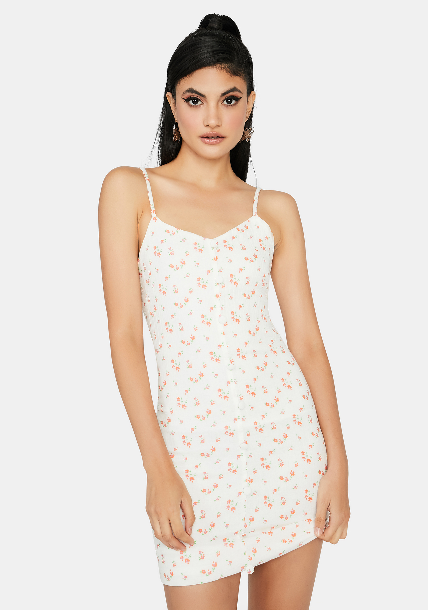 Daisy Street White Textured Floral Mini Dress | Dolls Kill