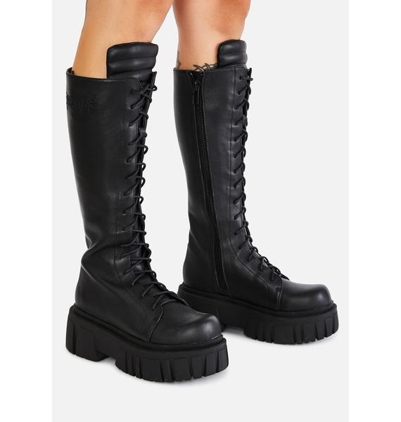 Darker Wavs Genuine Leather Boots - Black | Dolls Kill