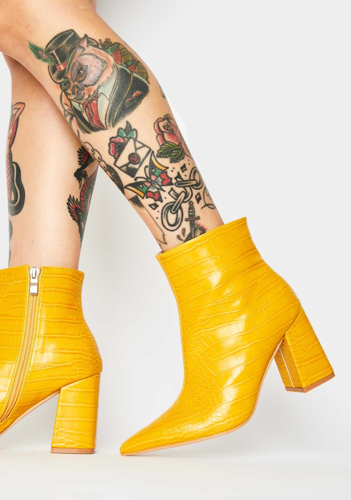 mustard yellow ankle booties