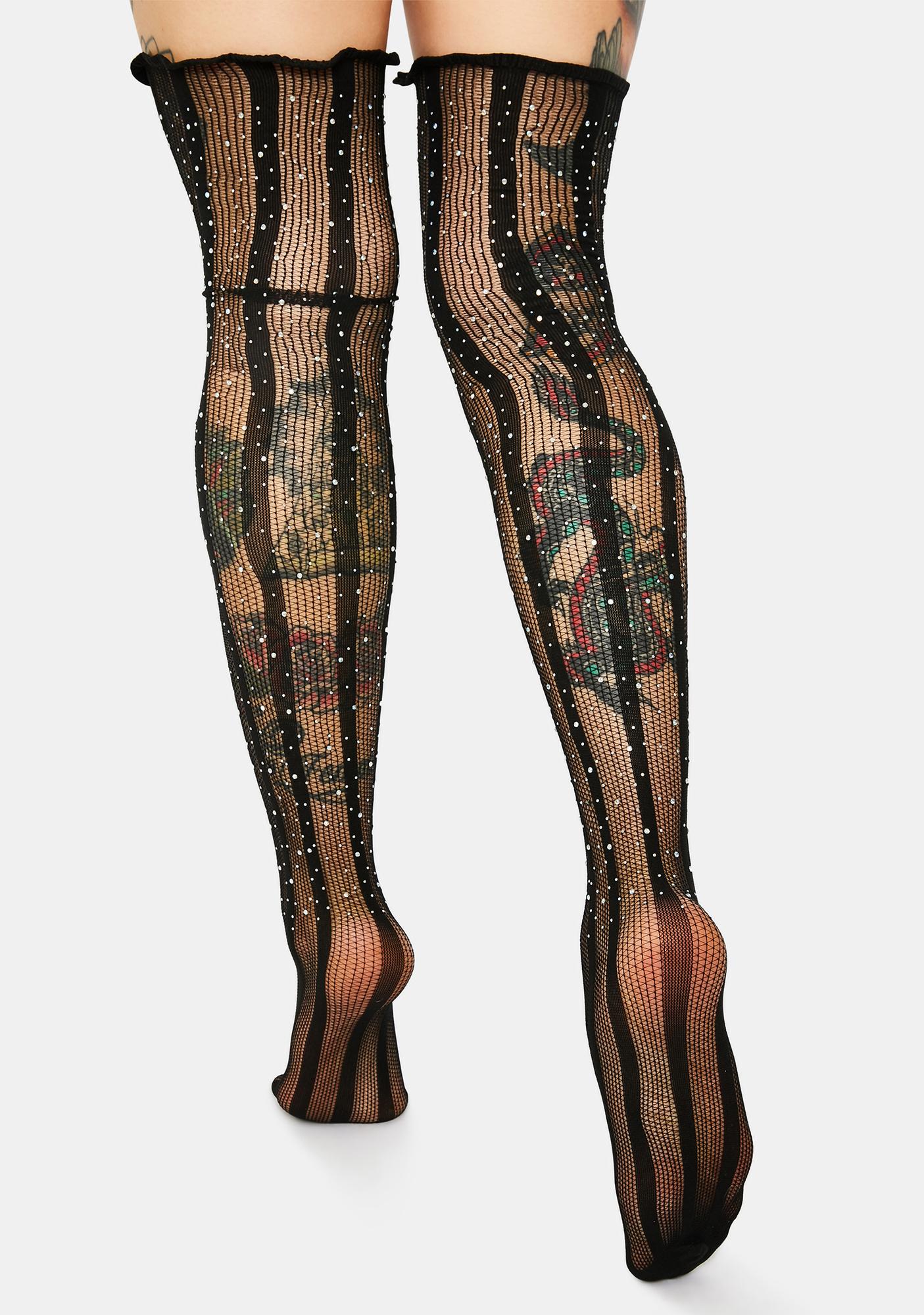 glitter thigh high stockings