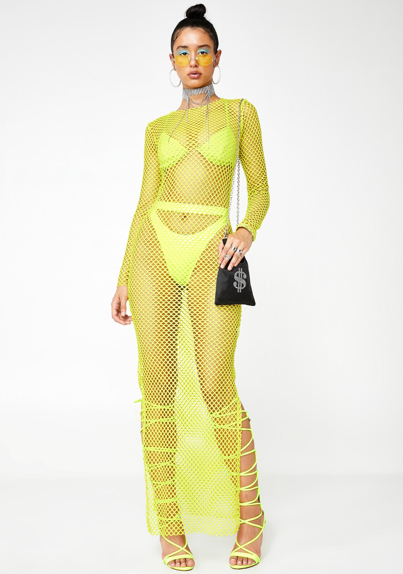 maxi fishnet dress