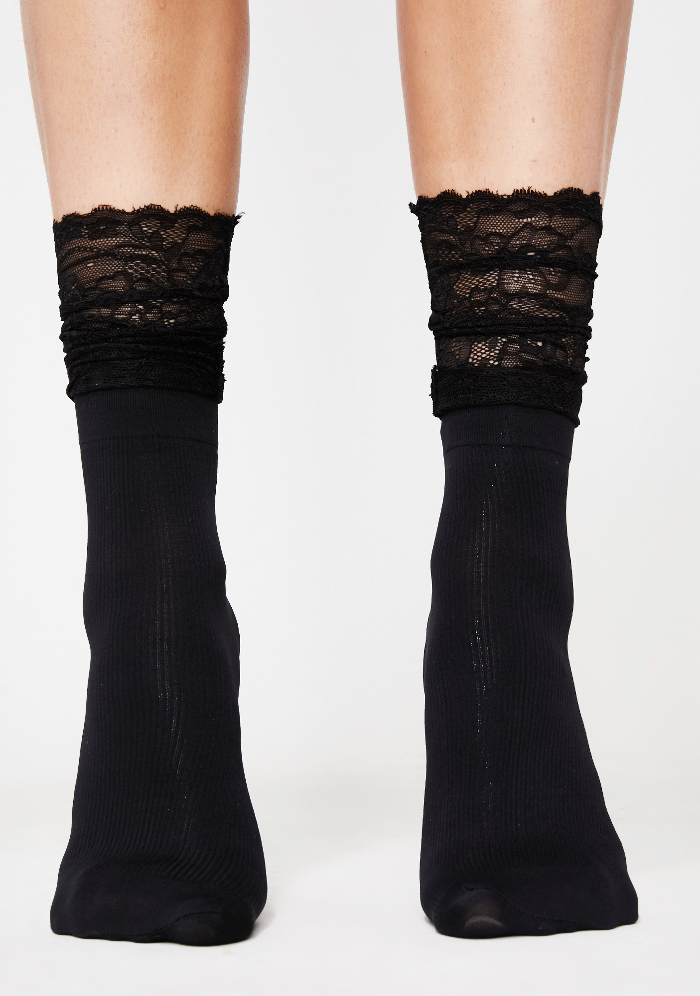 Black Lace Ribbed Socks Dolls Kill