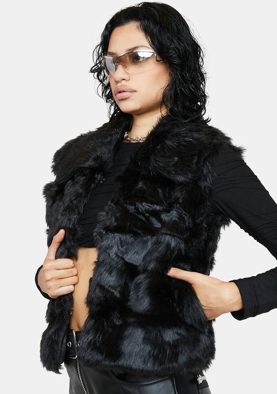 black feather vest