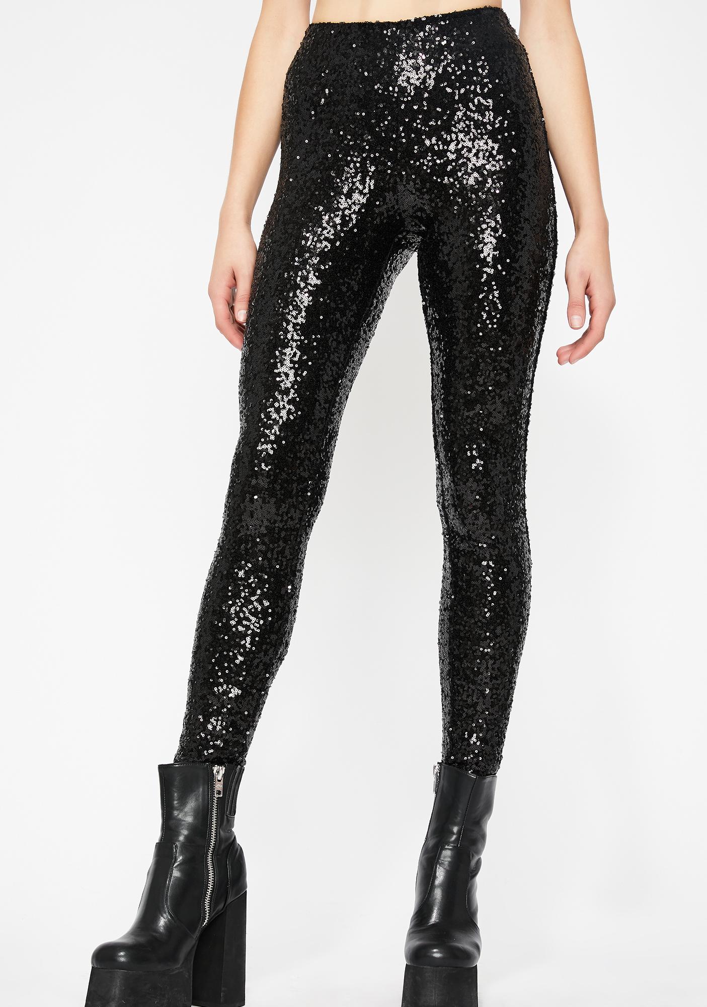 Black Sequin Leggings Dolls Kill