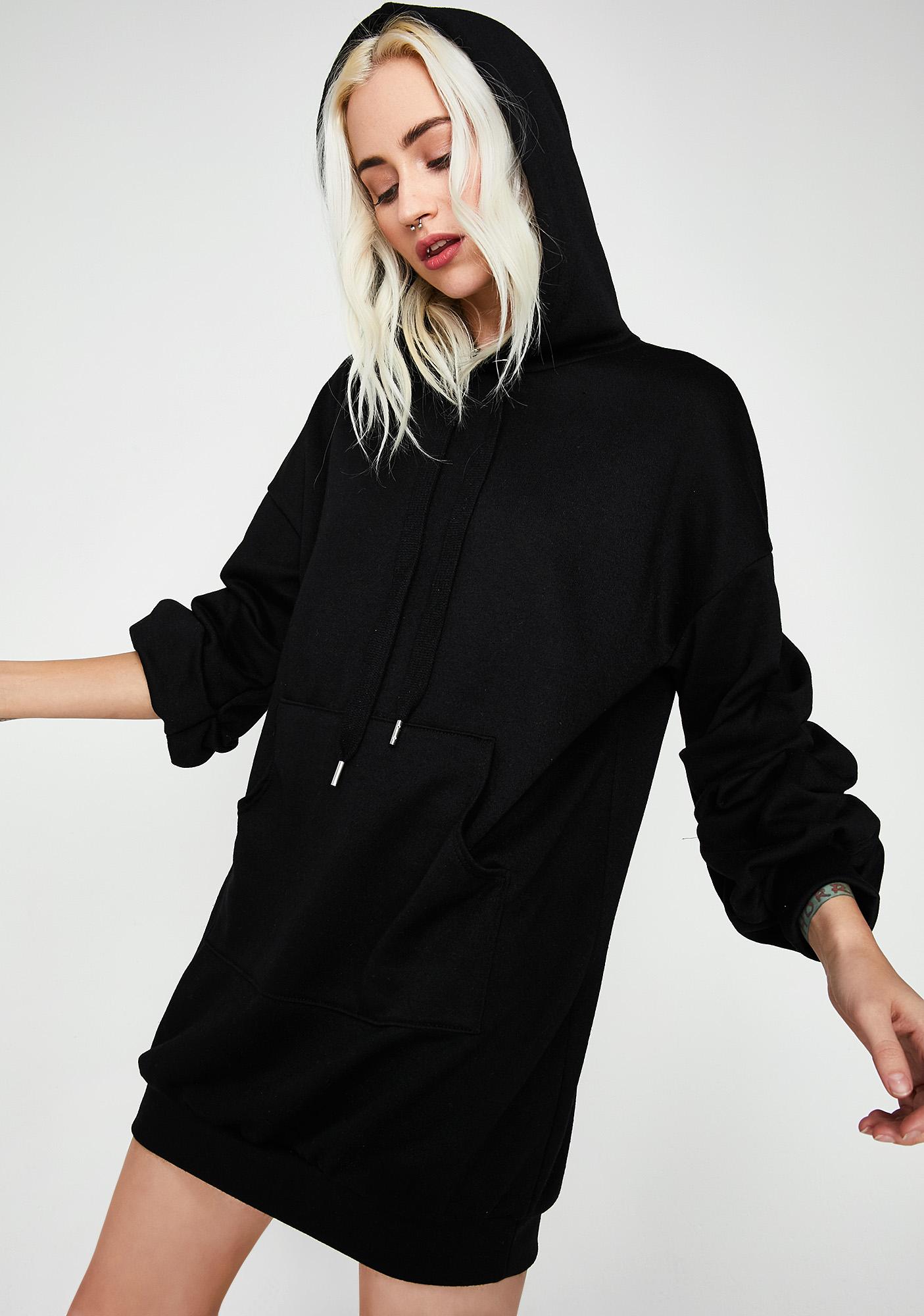 black oversized hoodie dress