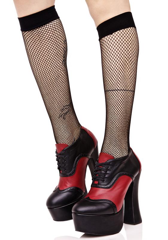 fishnets and knee socks