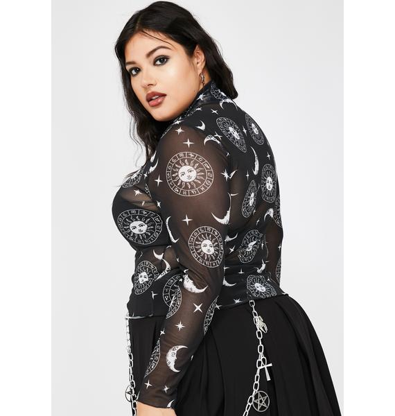Plus Size Dolls Kill x The Craft Celestial Print Mesh Top Dolls Kill