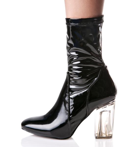 black clear heel boots