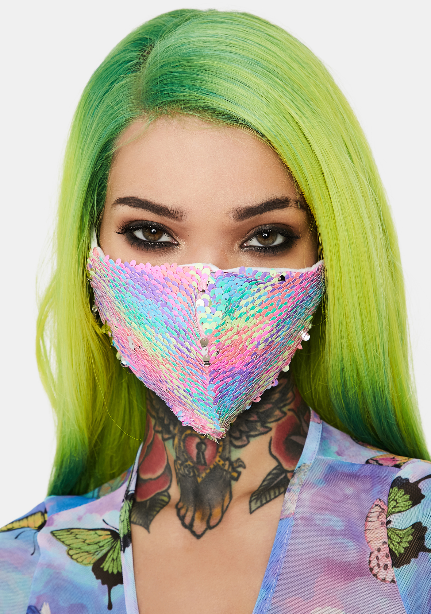 Rainbow Sequin Fish Scale Protective Face Mask Dolls Kill