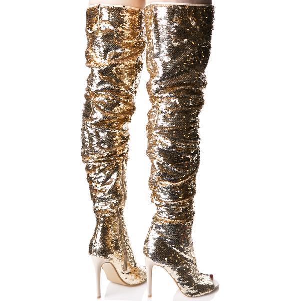 gold thigh boots