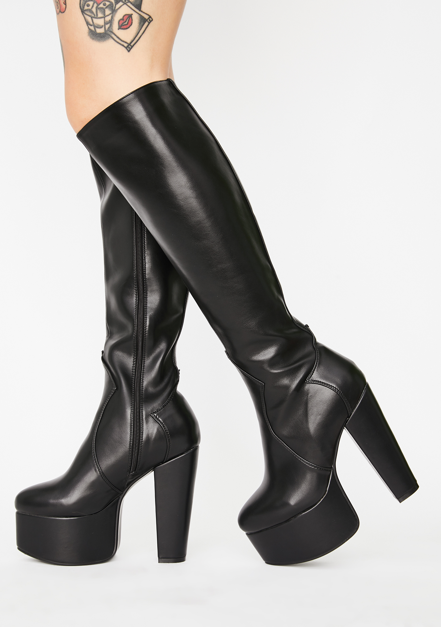 slick nicks knee high platform boots lamoda