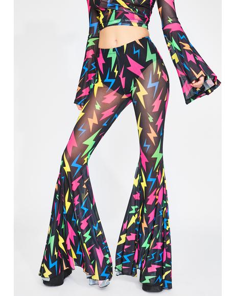 pink sequin flare pants