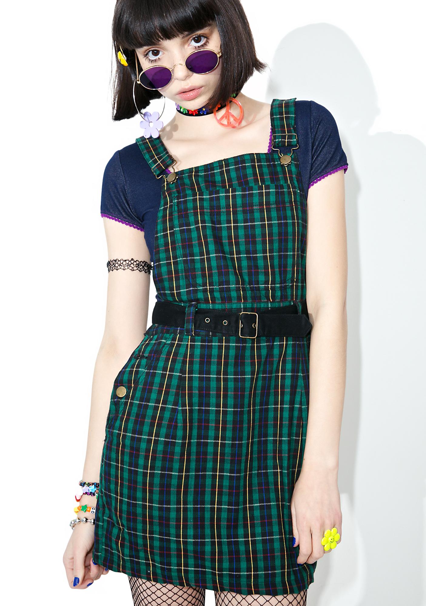 overall dress with belt