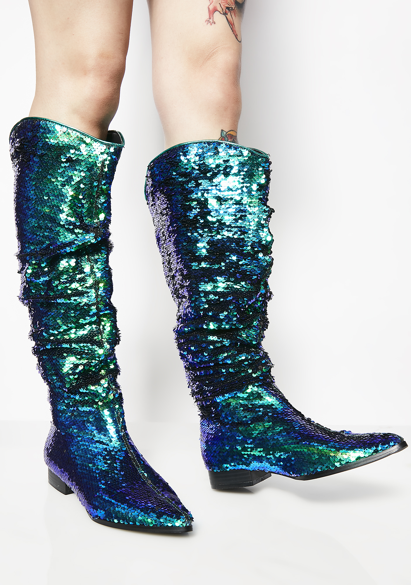 slouchy sequin boots