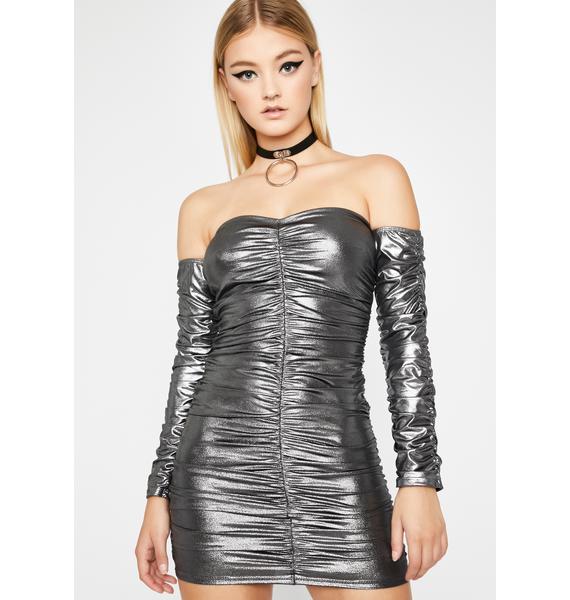 Metallic Mini Dress Silver Dolls Kill