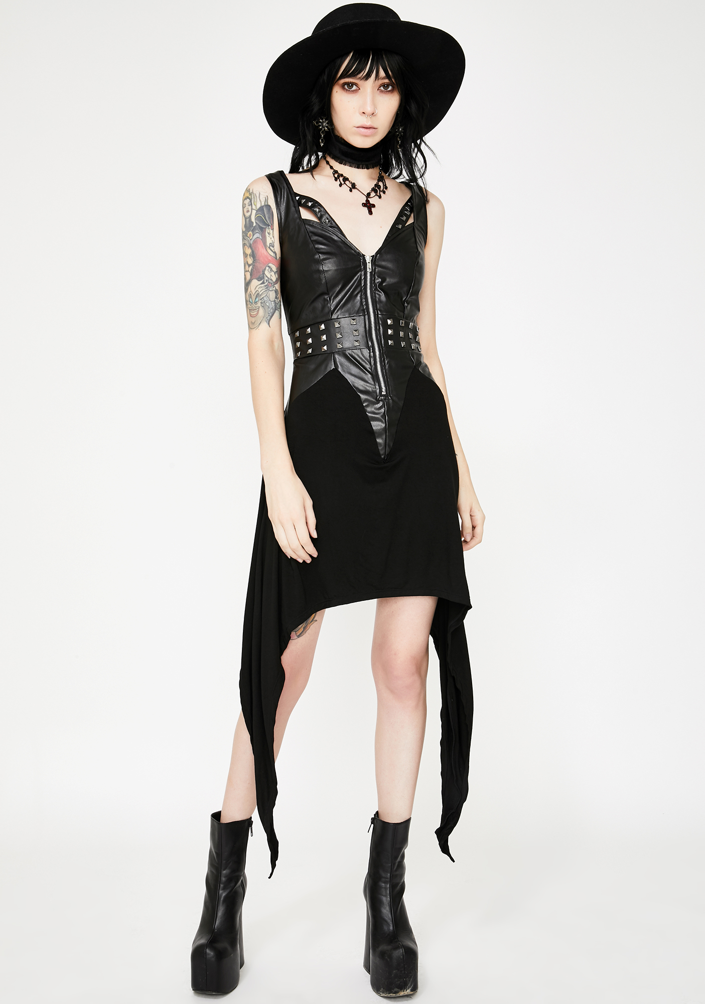 Necessary Evil Tara Faux Leather Dress | Dolls Kill