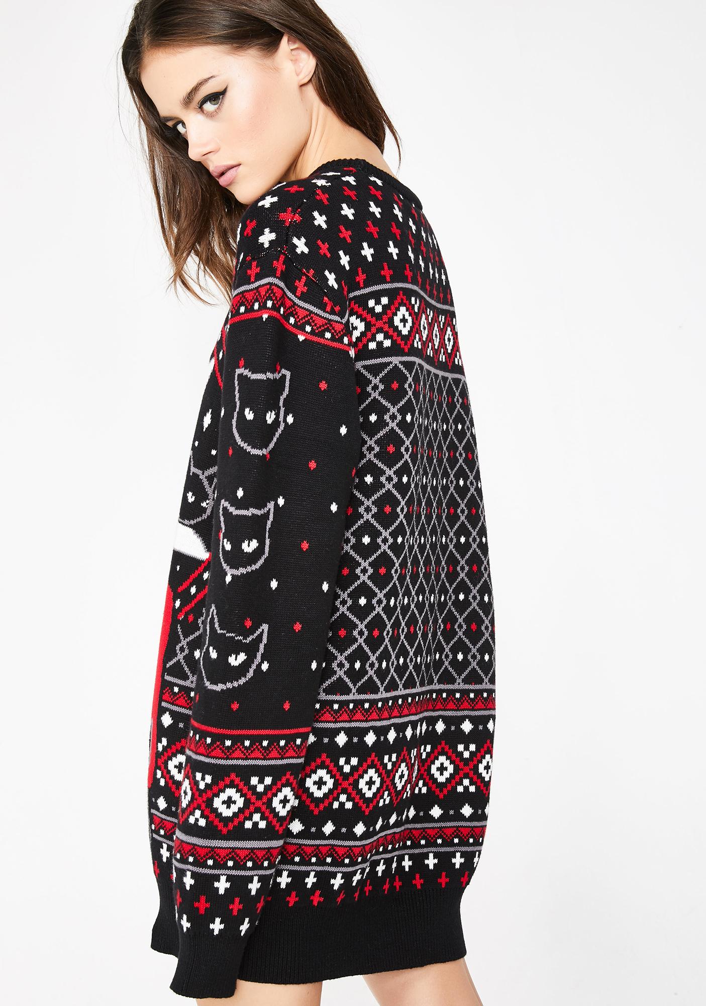 killstar feline festive knit sweater