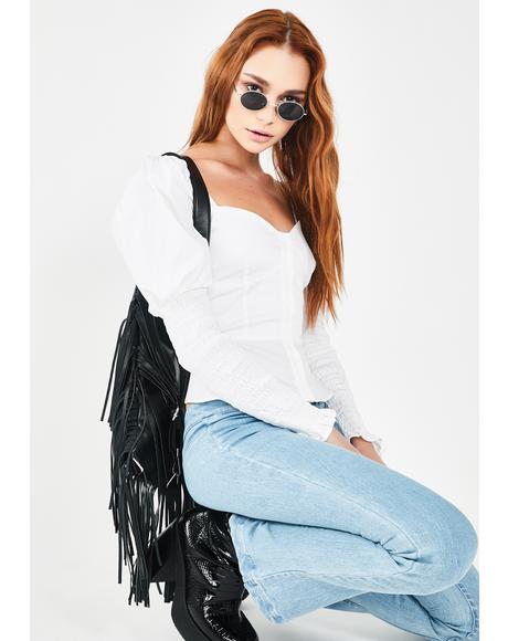 Puff Sleeve Sweetheart Blouse