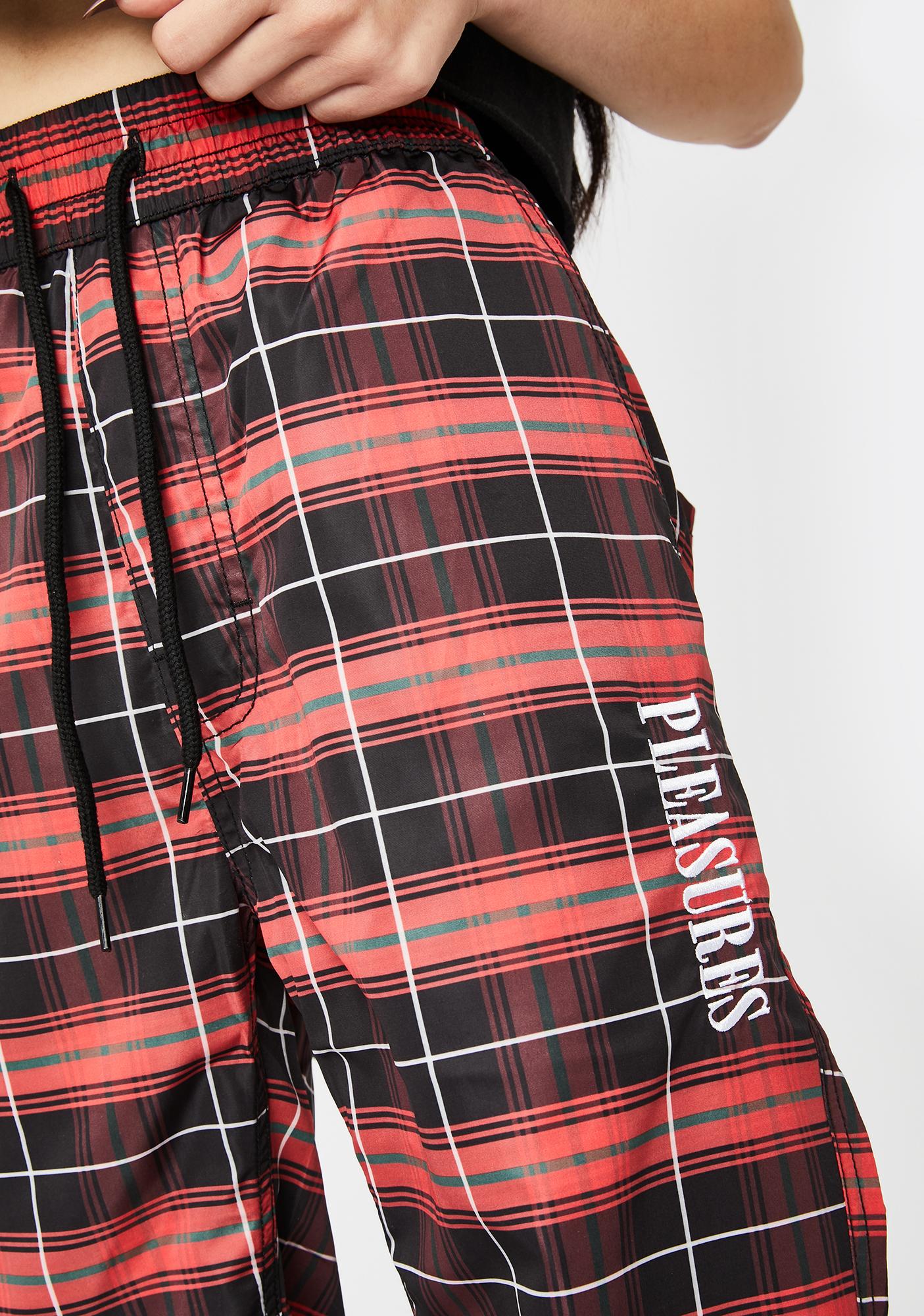 red plaid track pants mens