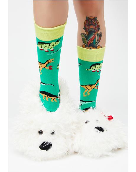 Holly Jolly T-Rex Socks