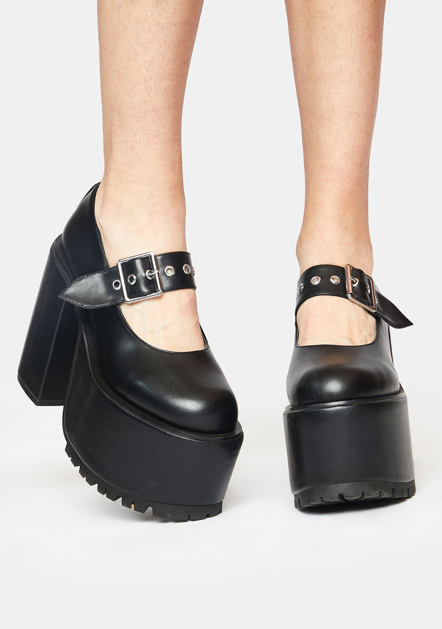 Current Mood Faux Leather Buckle Strap Platform Mary Janes 