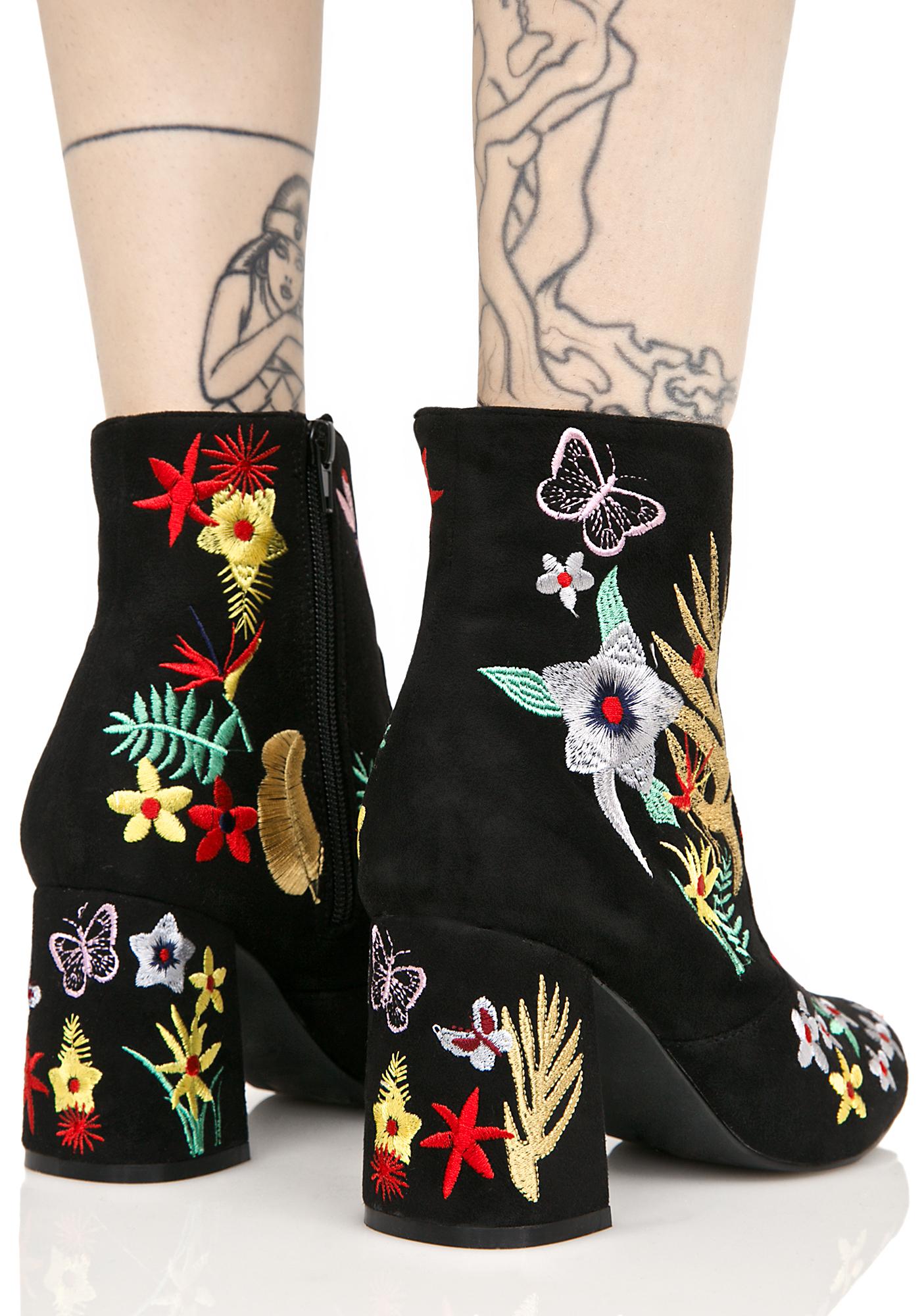Forget Me Not Embroidered Boots | Dolls Kill