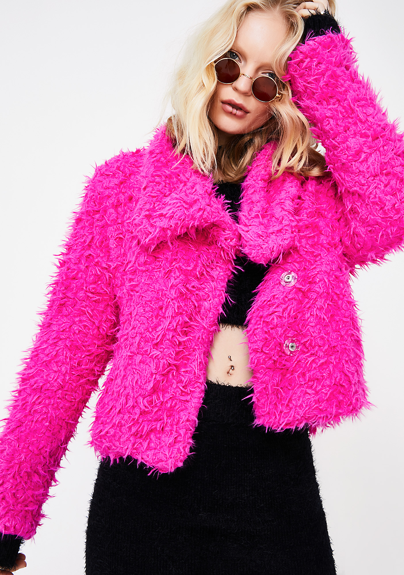 hot pink fluffy jacket