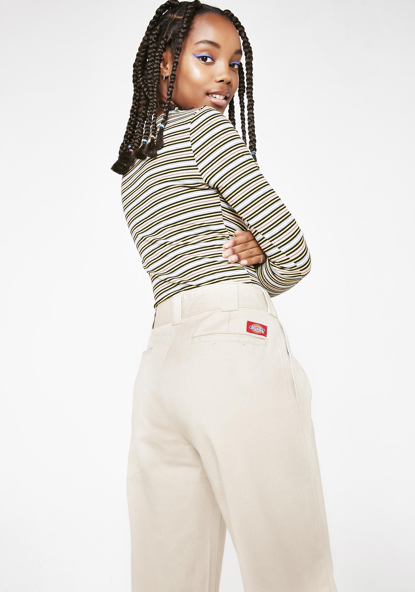 dickies cuffed cropped work pant beige
