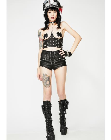 Rev It Up Leather Chain Top