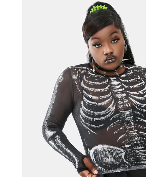 Plus Size Halloween Dolls Kill Skeleton Mesh Top Dolls Kill