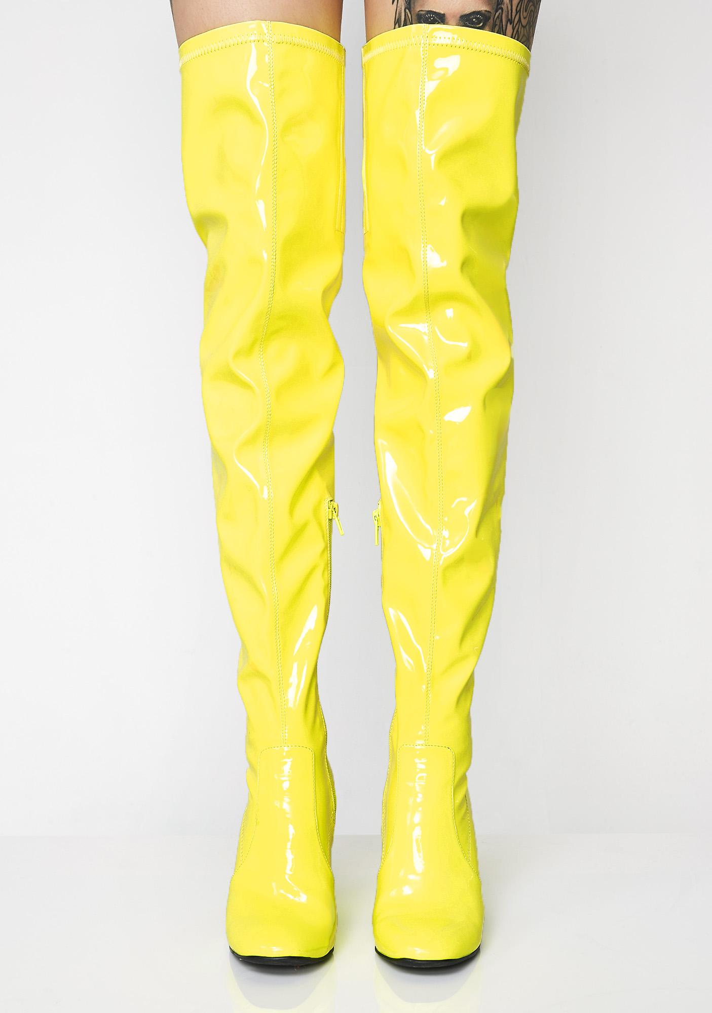 Current Mood Cyber Yellow Thigh High 