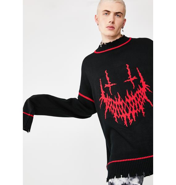 Jaded London Evil Smile Oversized Knit Sweater Dolls Kill