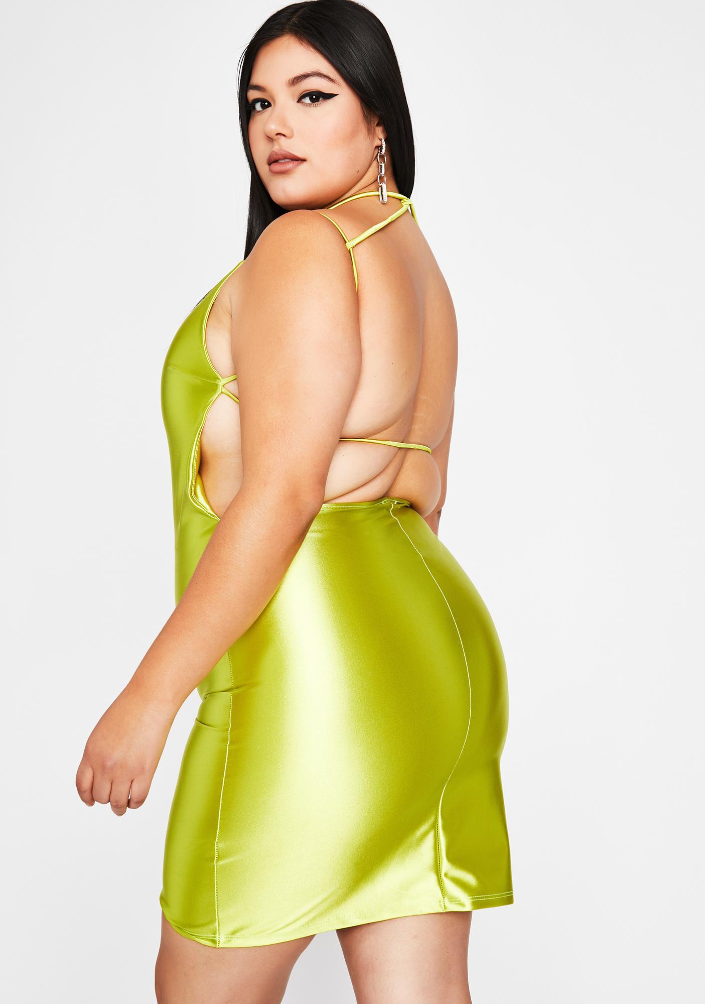 chartreuse satin dress