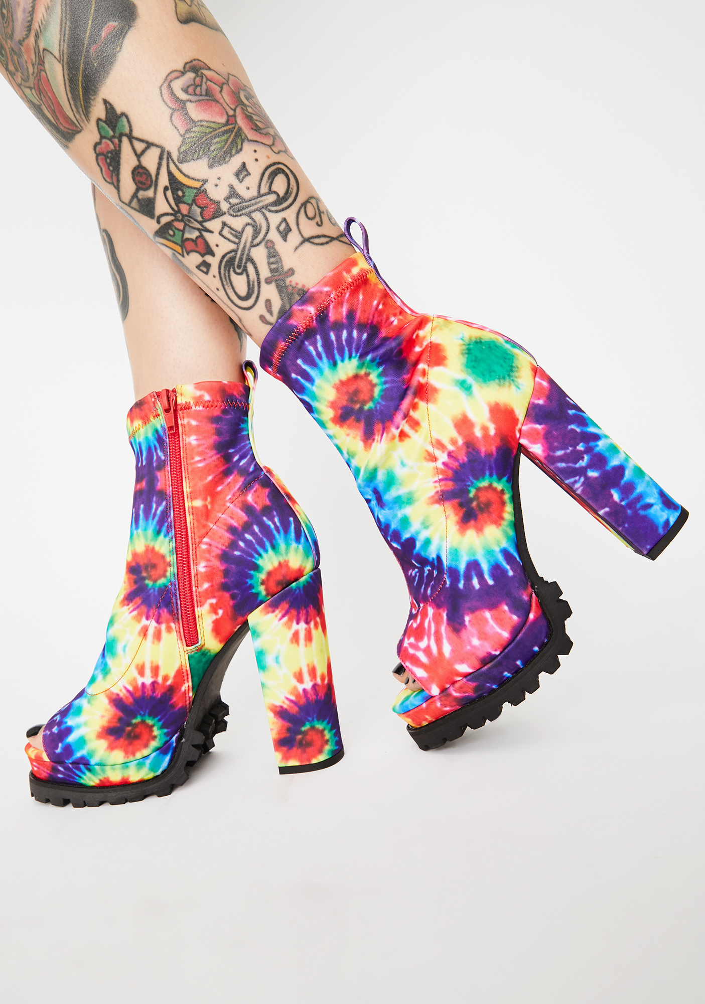tie dye chunky heels