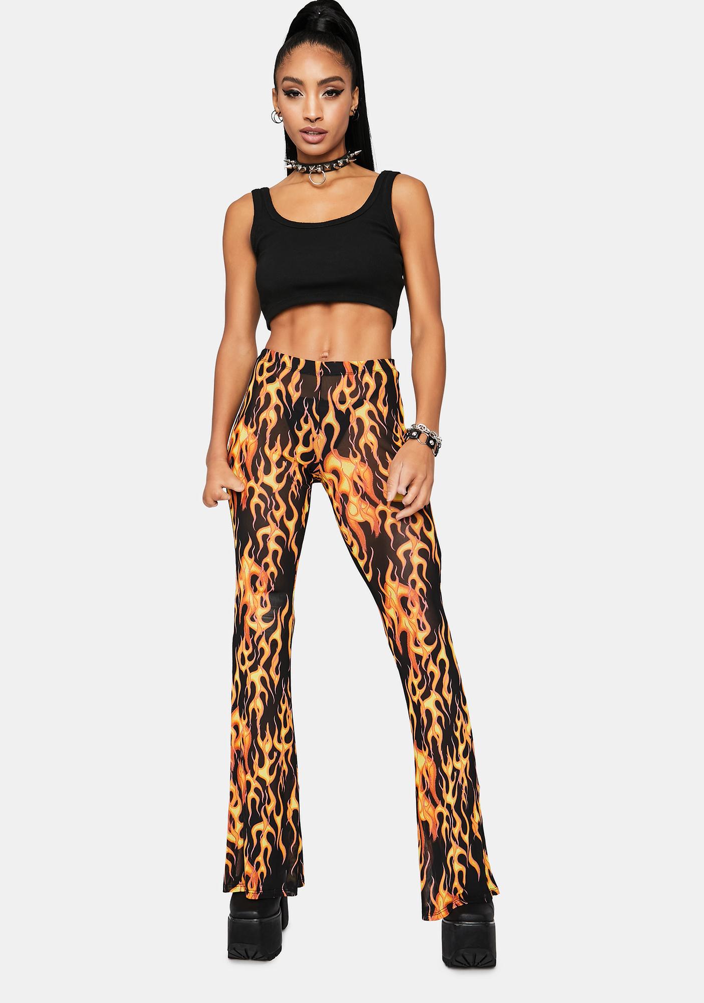 mesh flare pants