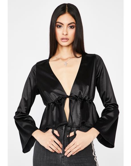 Noir First Date Kiss Satin Blouse