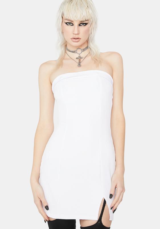 white tube mini dress