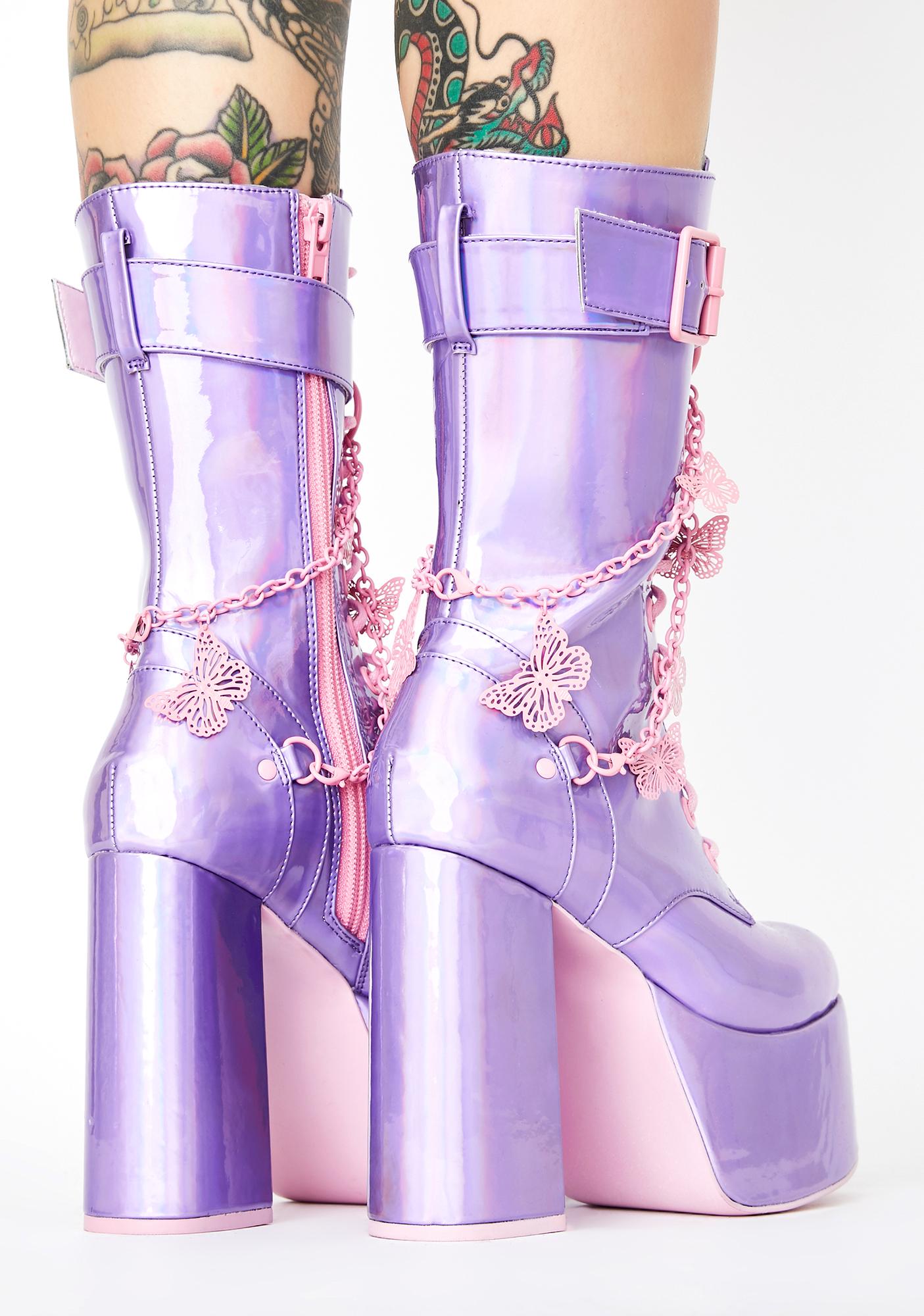 club exx holographic butterfly boots
