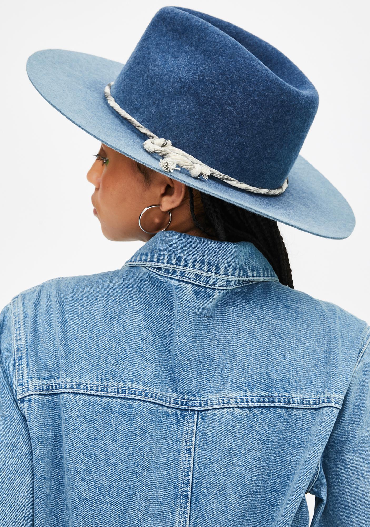 denim wide brim hat