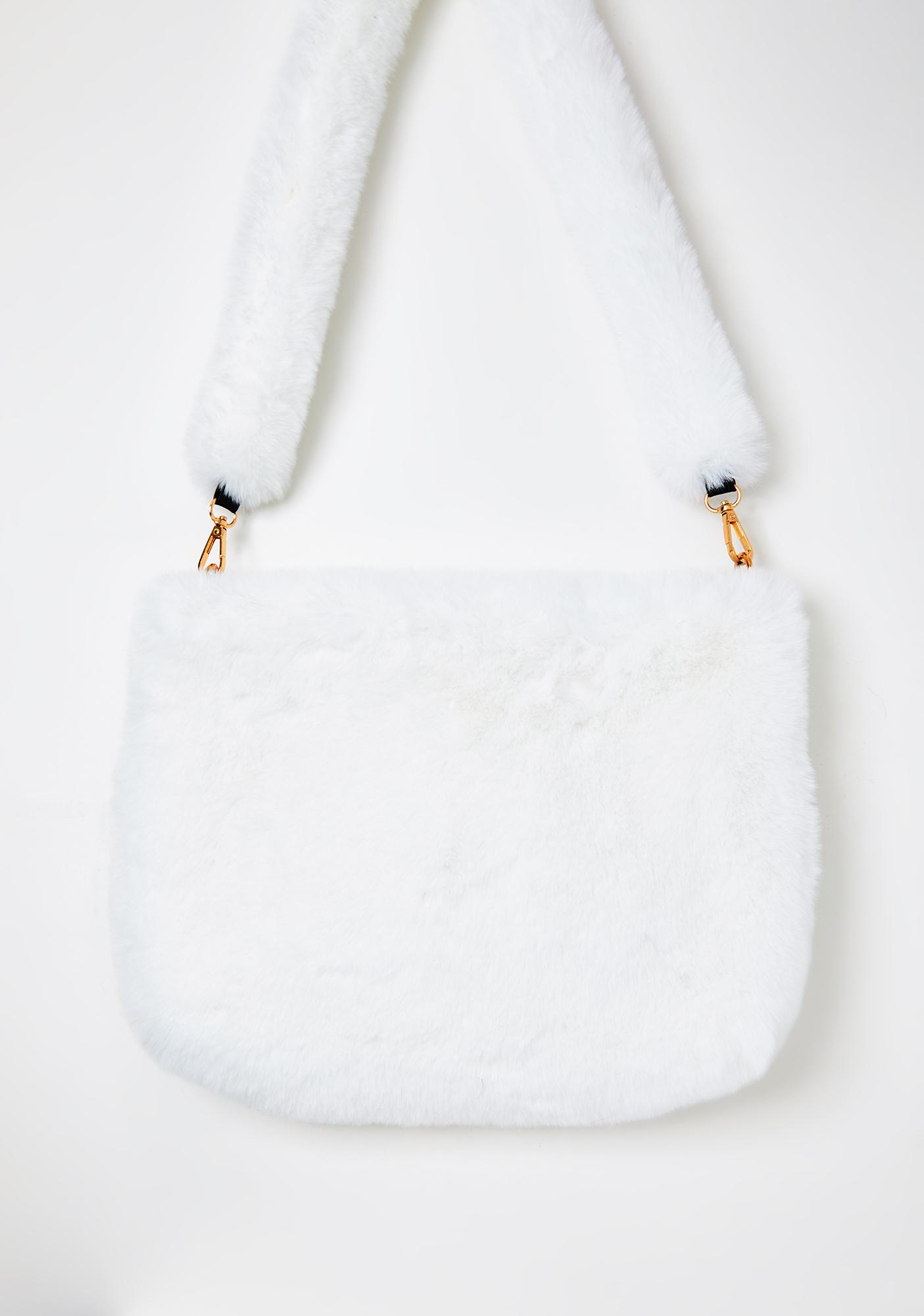 Fuzzy Faux Fur Shoulder Handbag -White | Dolls Kill