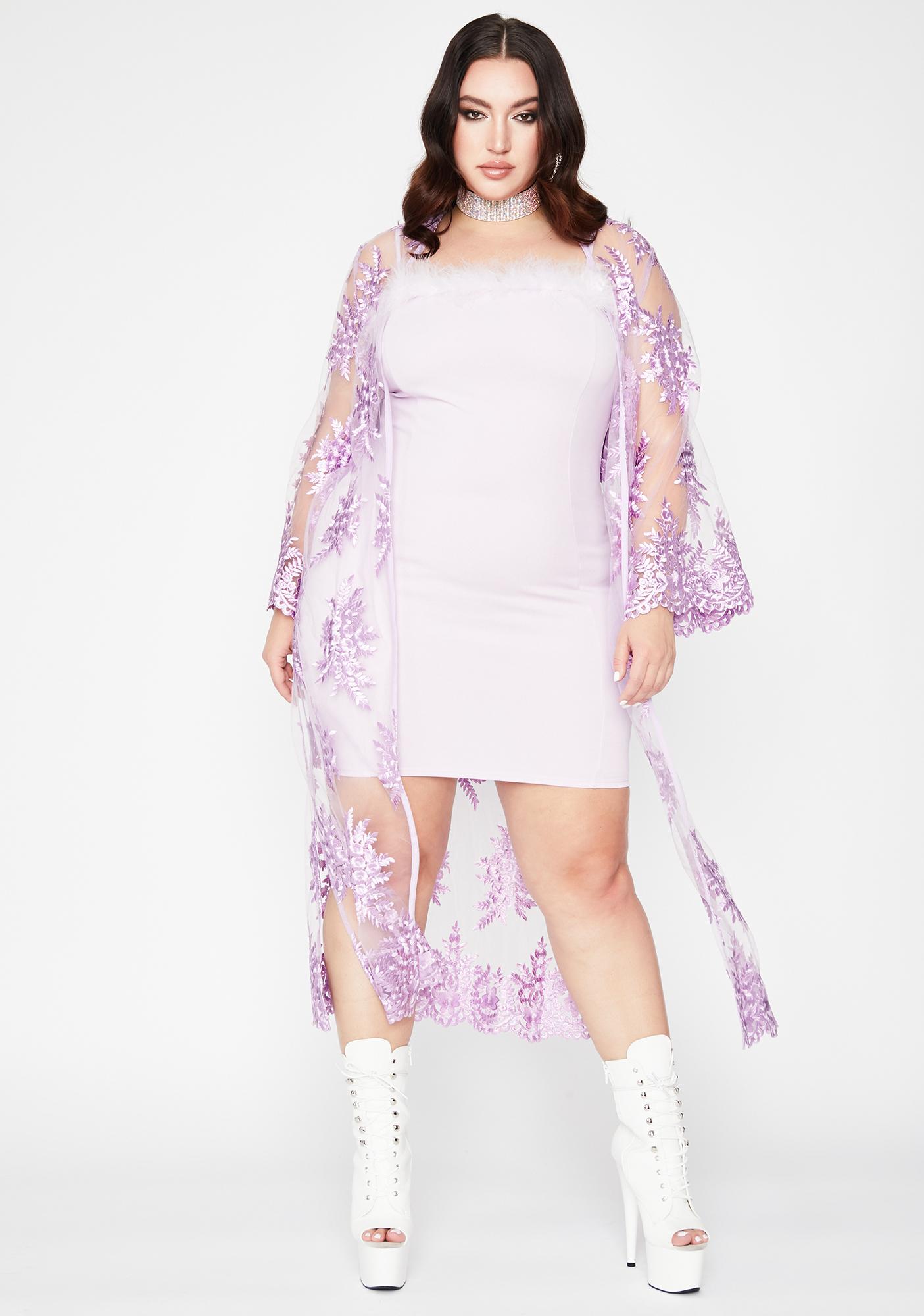 Plus Size Purple Sheer Mesh Threaded Kimono Dolls Kill