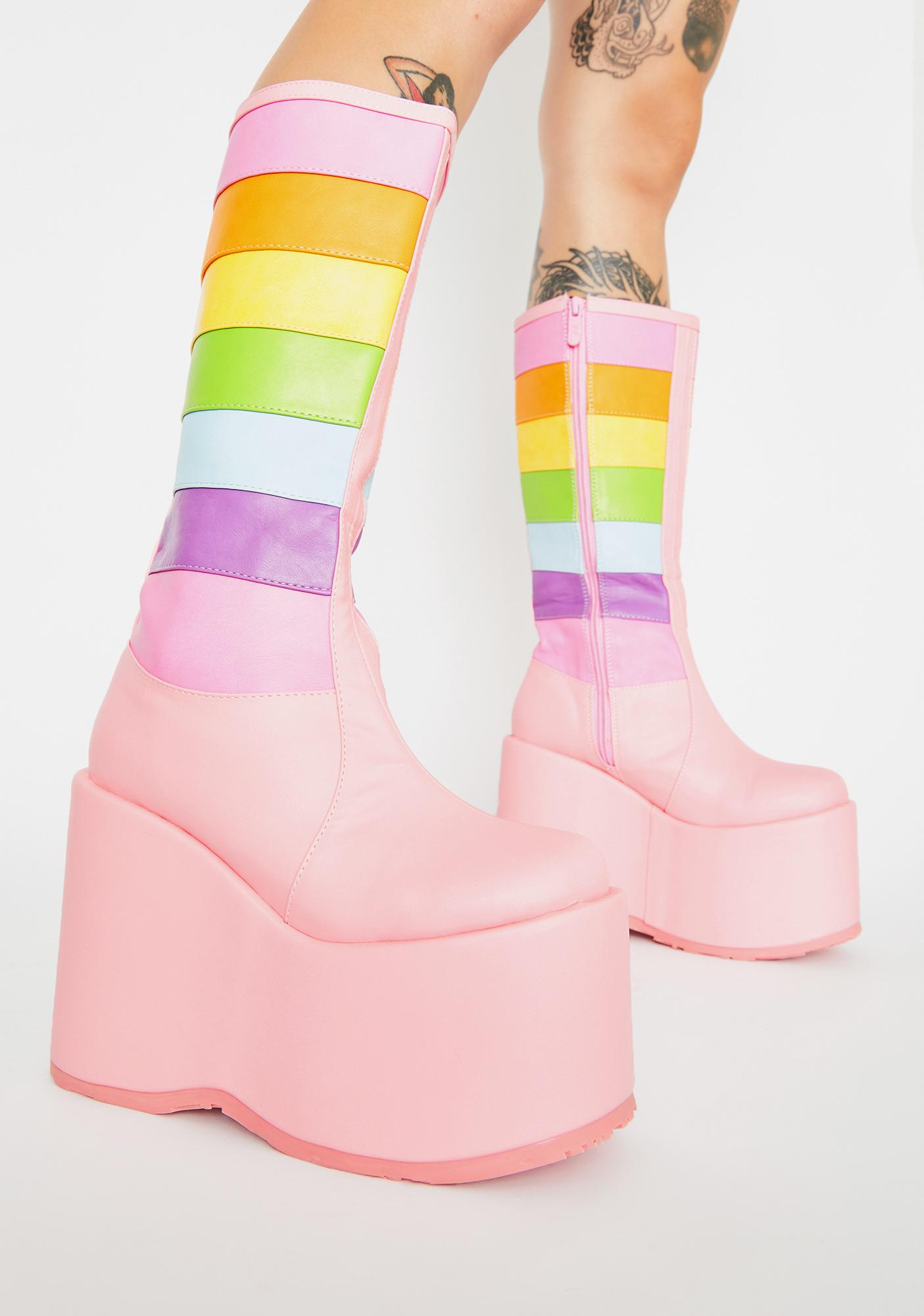 pastel rainbow platform shoes